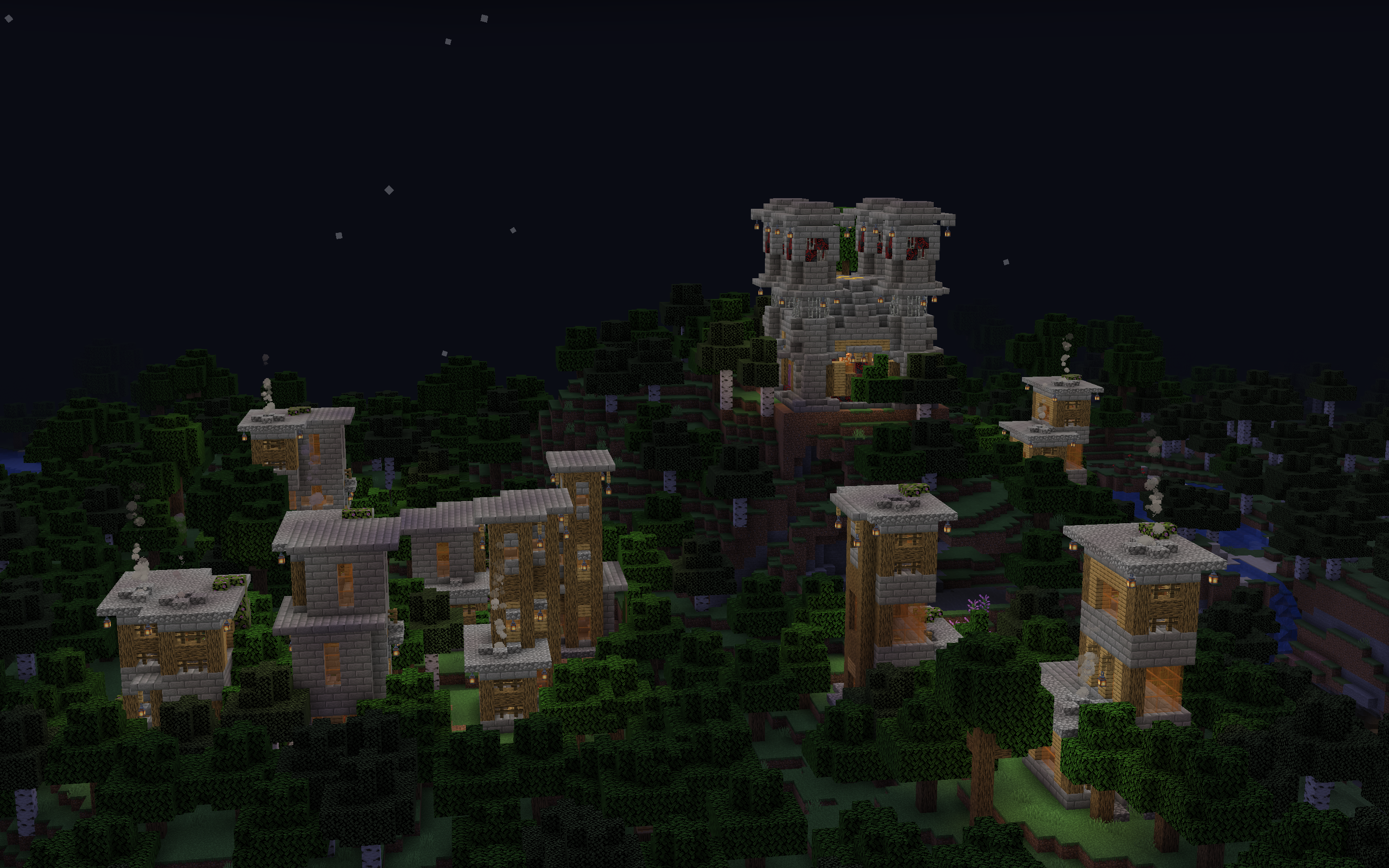 A generated settlement at night