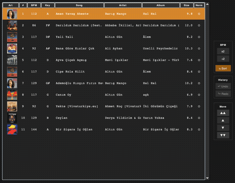 Sorting and DJ preview demo